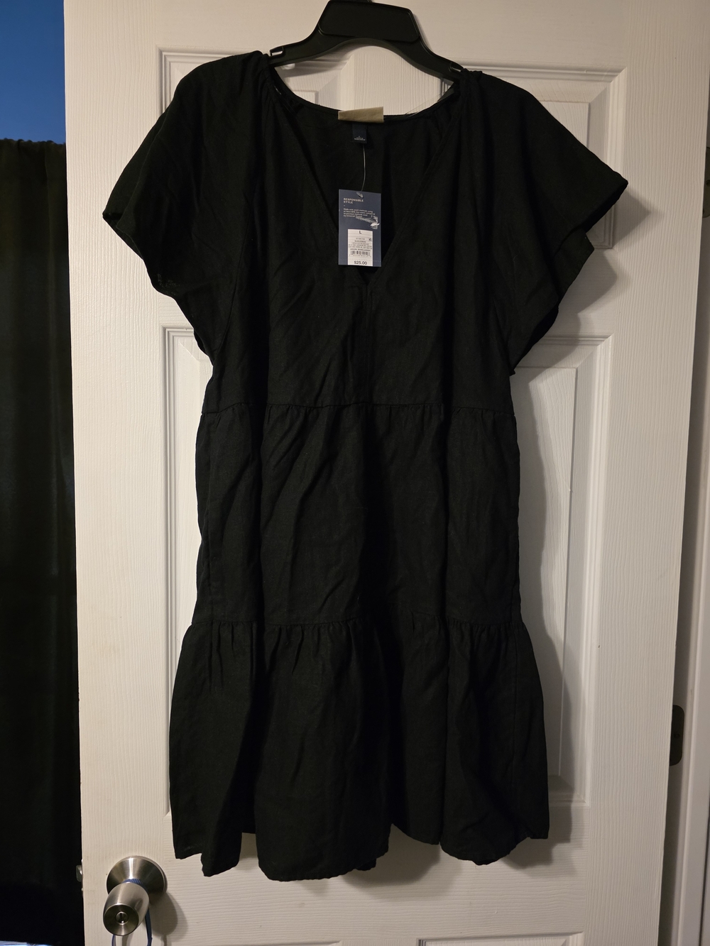 Universal Thread Black Tiered Flutter-Sleeve Mini Dress